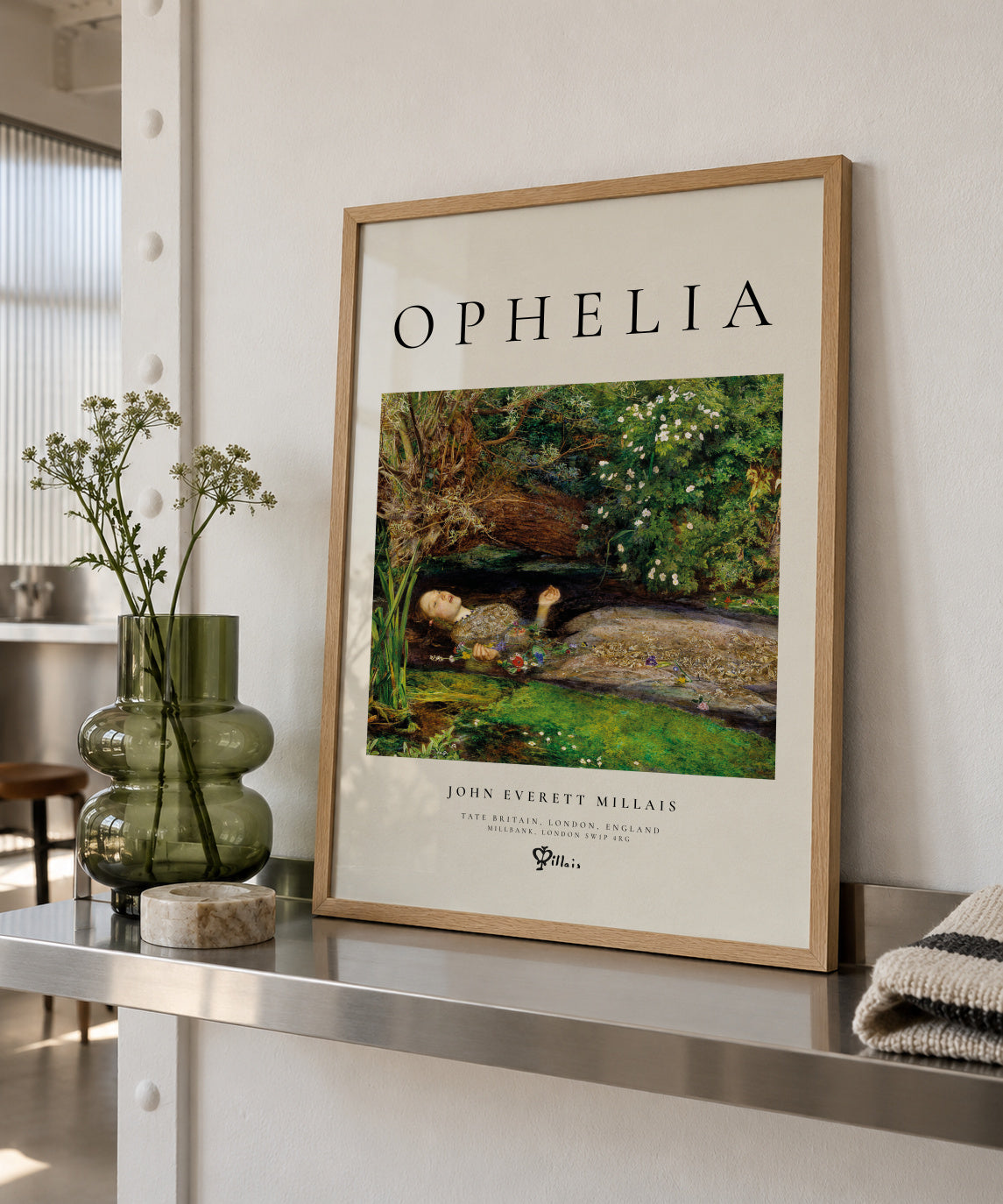 Ophelia by John Everett Millais - Framed poster in an interior