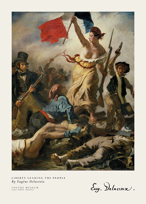 Vintage print van vrouw met driekleurige vlag