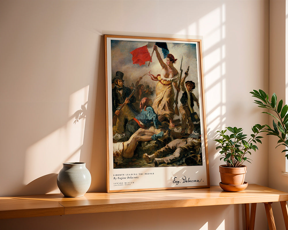 Vintage print van vrouw met driekleurige vlag