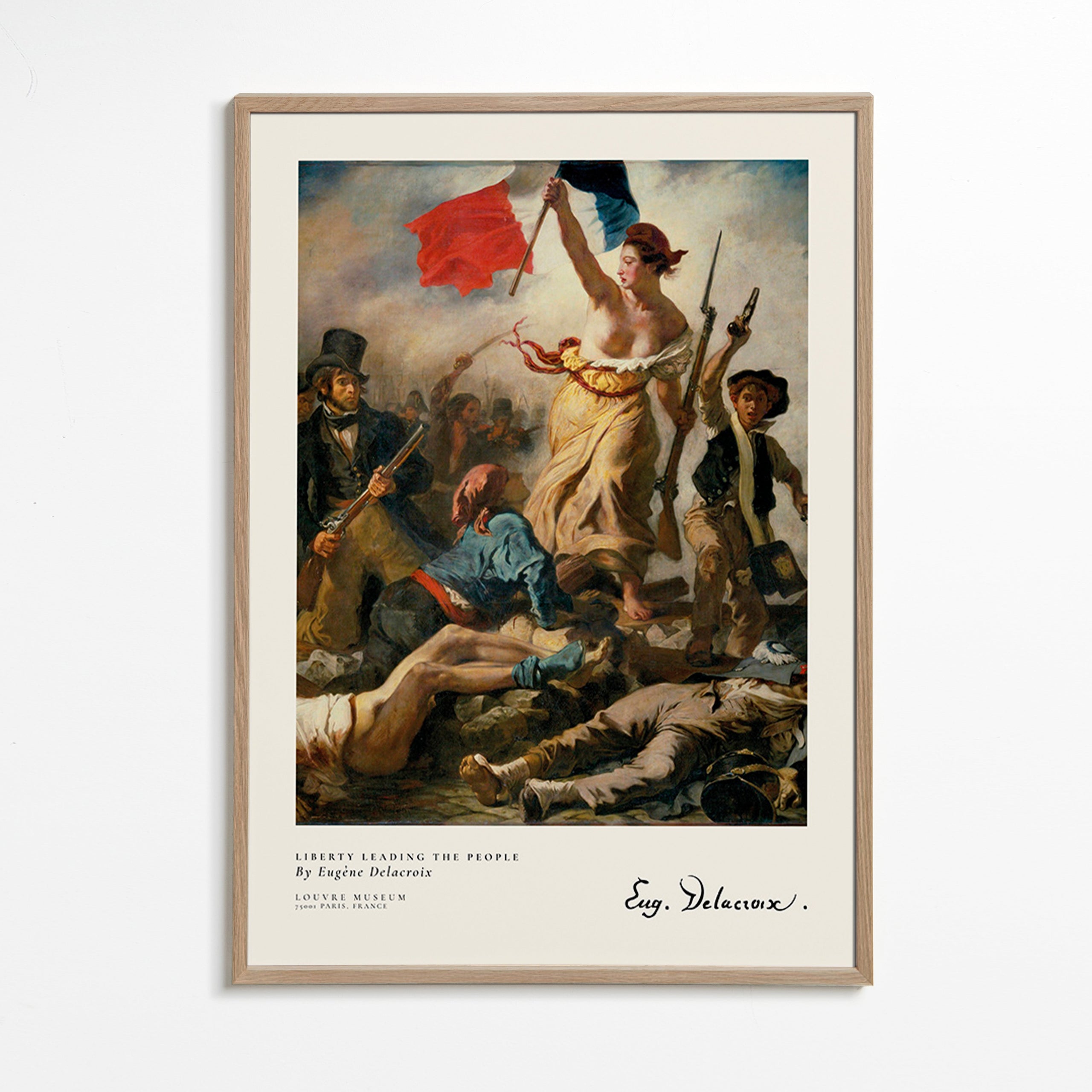 Vintage print van vrouw met driekleurige vlag