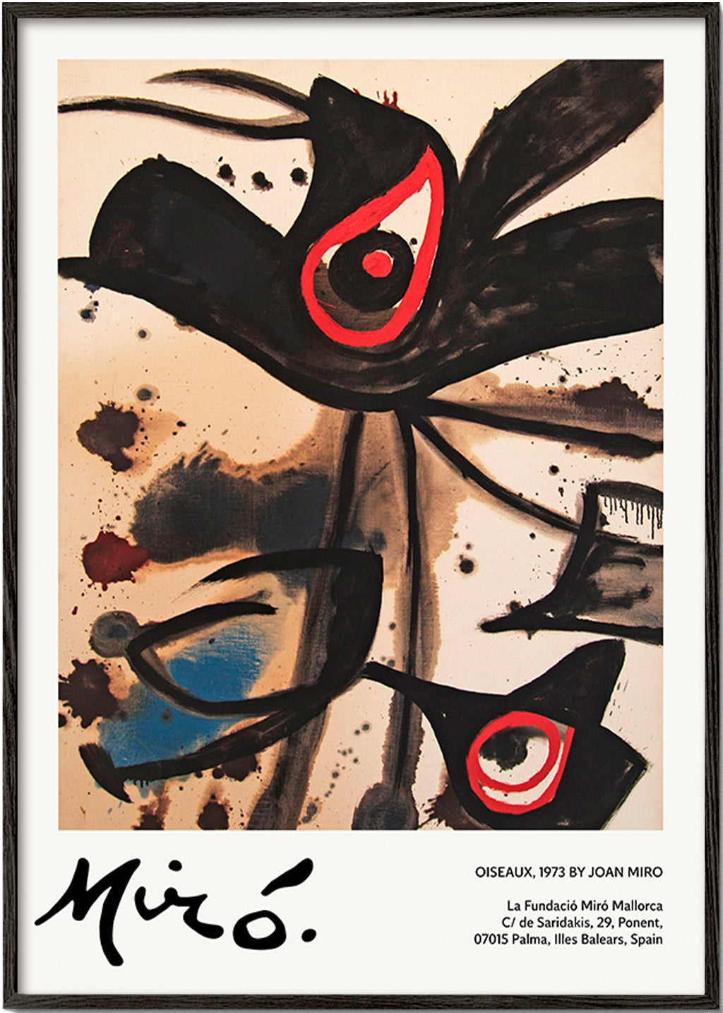 Abstract kunstwerk met zwarte vogelmotieven