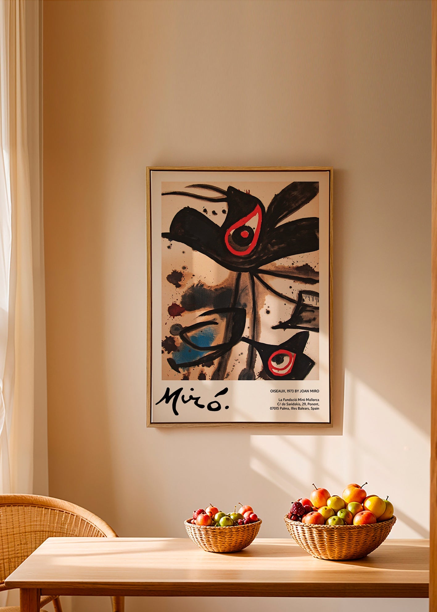 Abstract kunstwerk met zwarte vogelmotieven