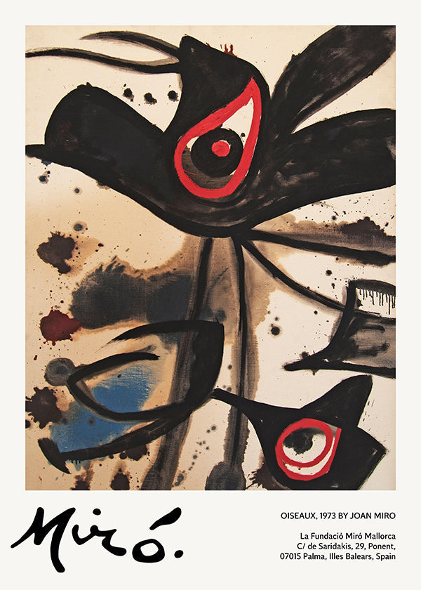 Abstract kunstwerk met zwarte vogelmotieven