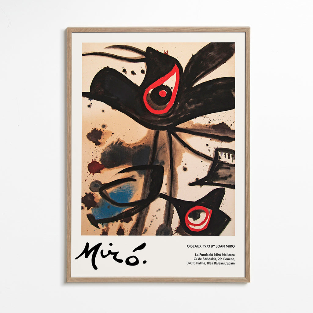 Abstract kunstwerk met zwarte vogelmotieven