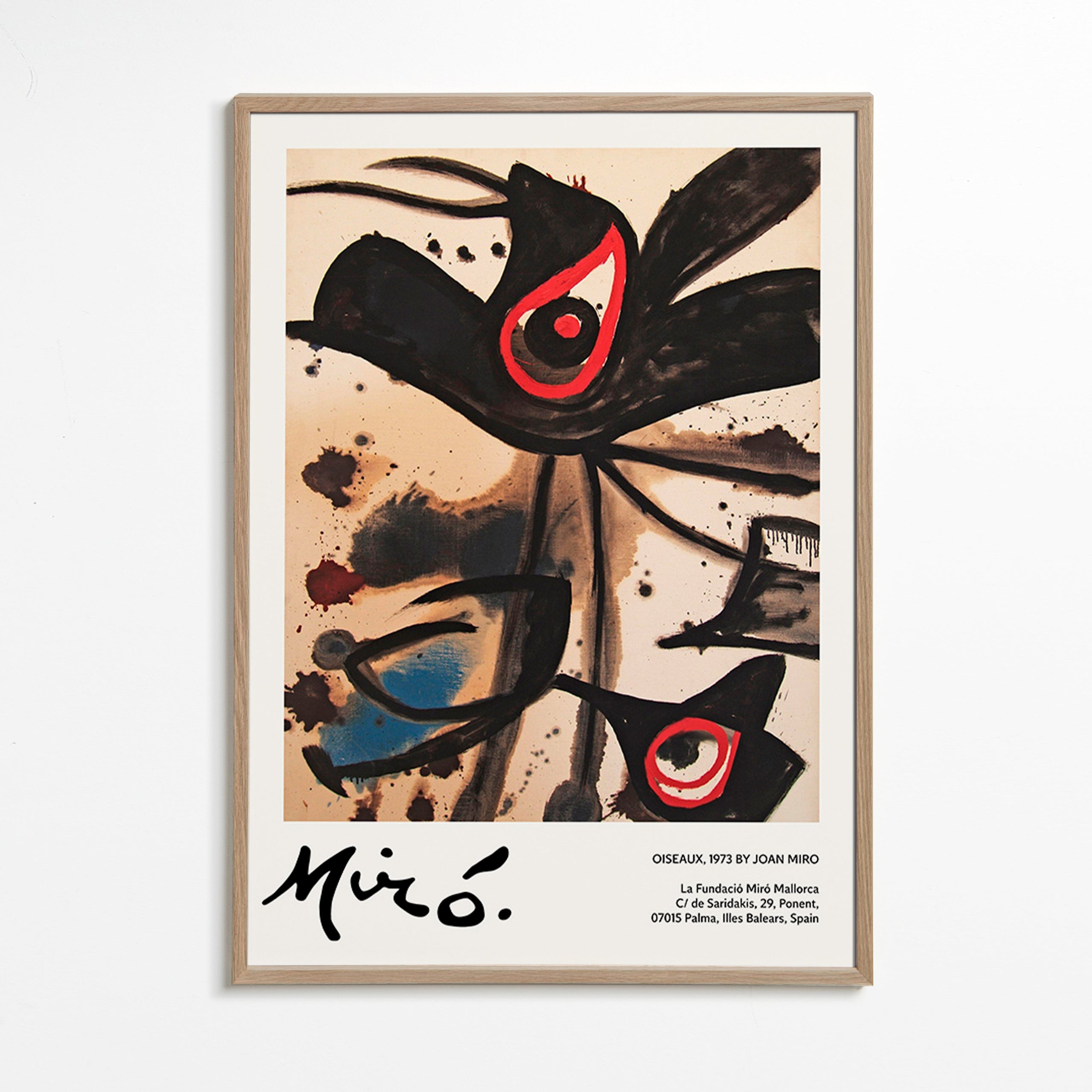 Abstract kunstwerk met zwarte vogelmotieven