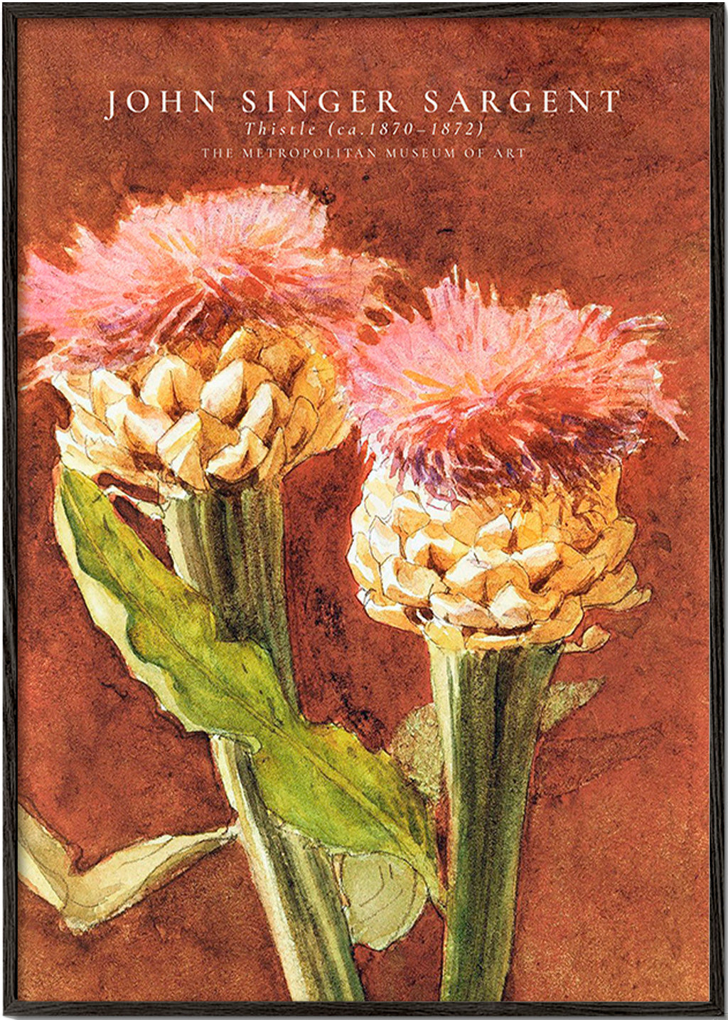 Botanische poster met roze distels