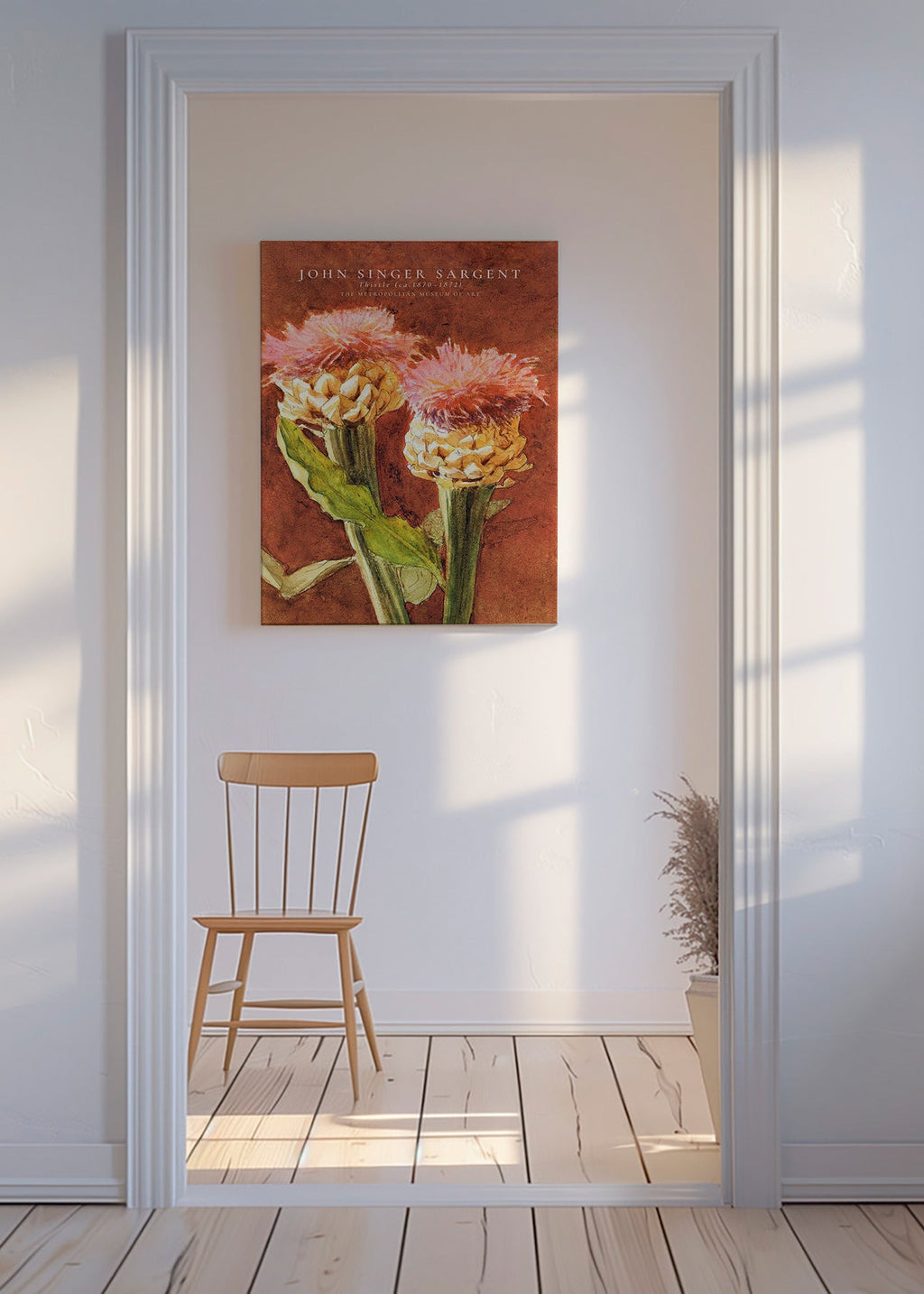 Botanische poster met roze distels