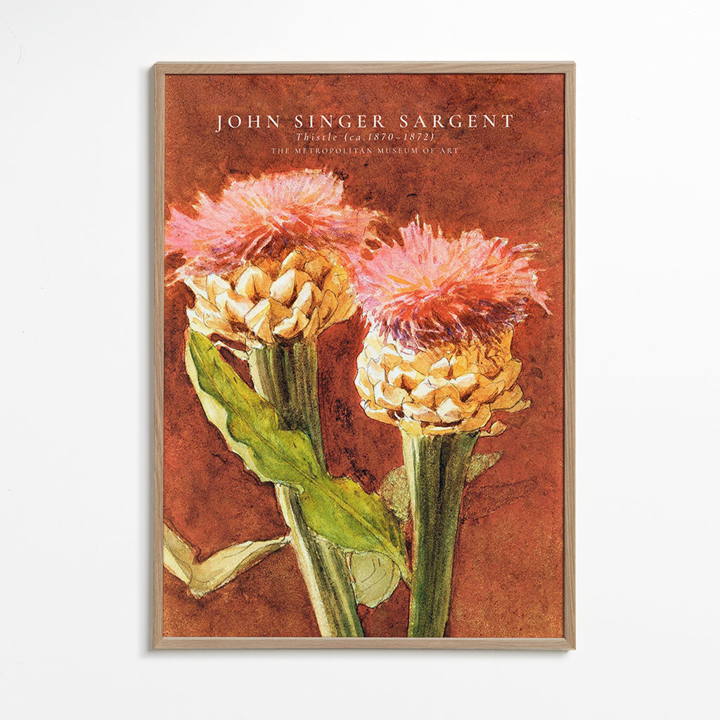 Botanische poster met roze distels