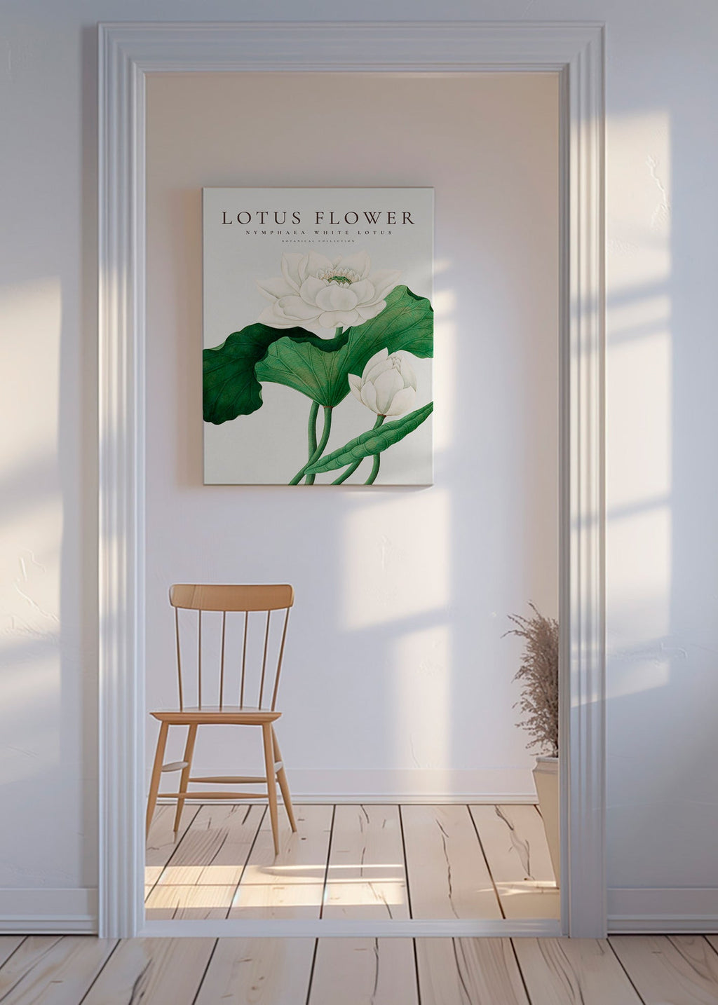 Botanische print Witte lotus studie