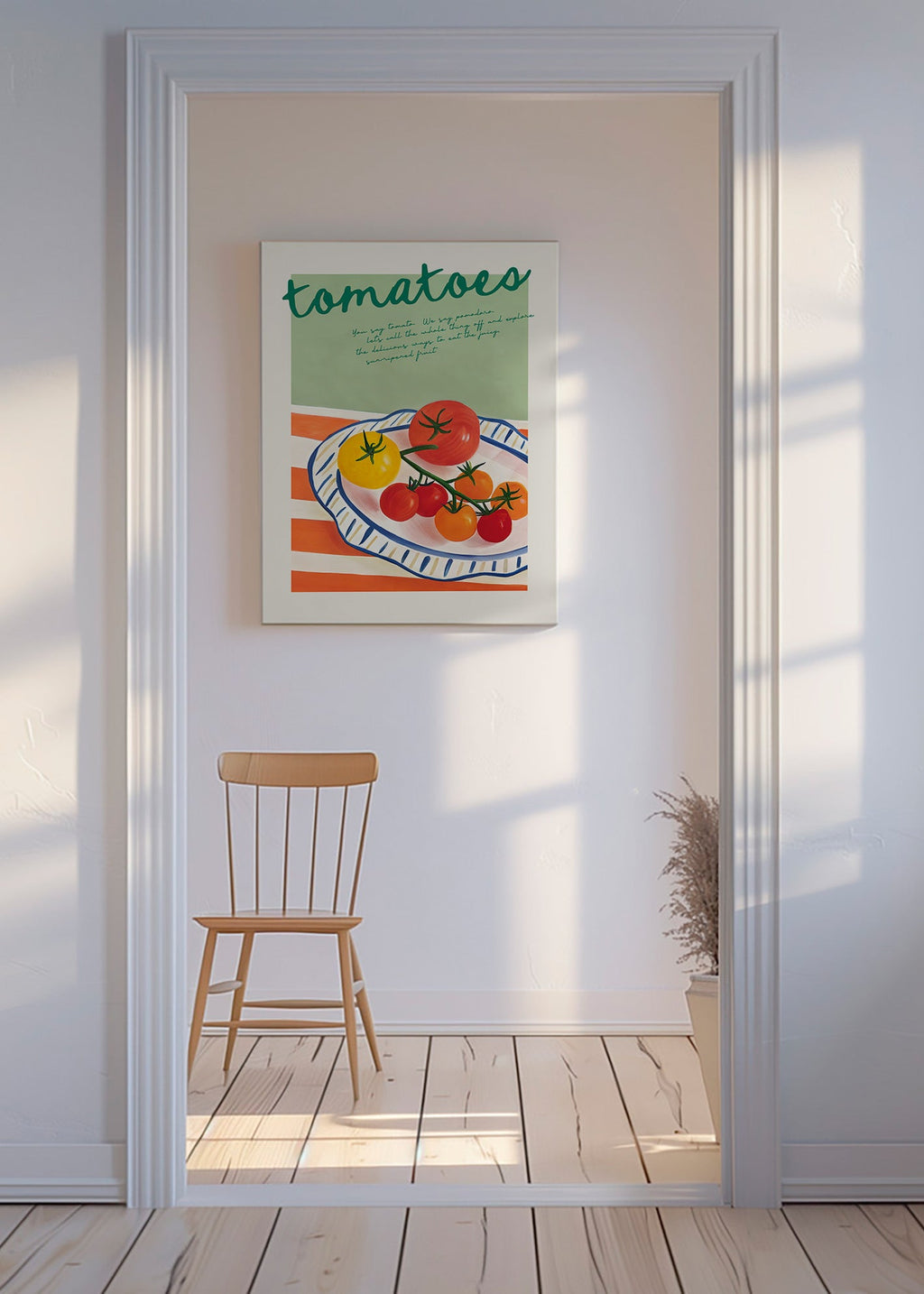 Keuken kunst met geïllustreerde tomaten