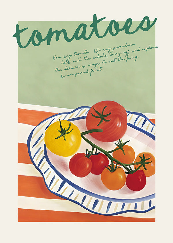 Keuken kunst met geïllustreerde tomaten
