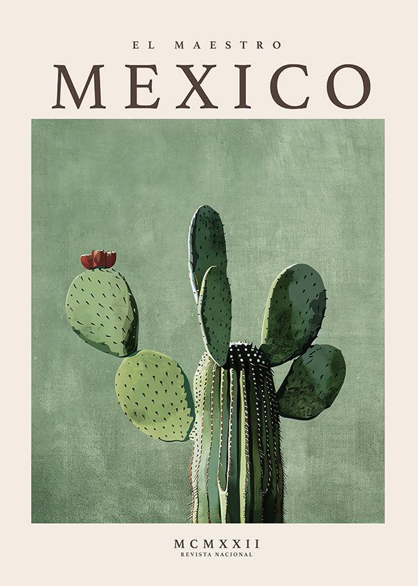 Botanische print Mexico met cactus