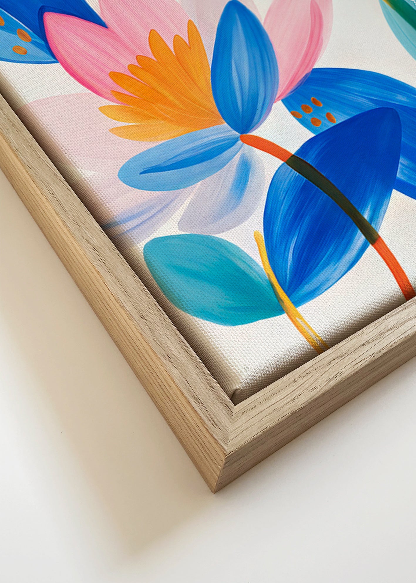 Botanische poster met roze en blauwe bloemen