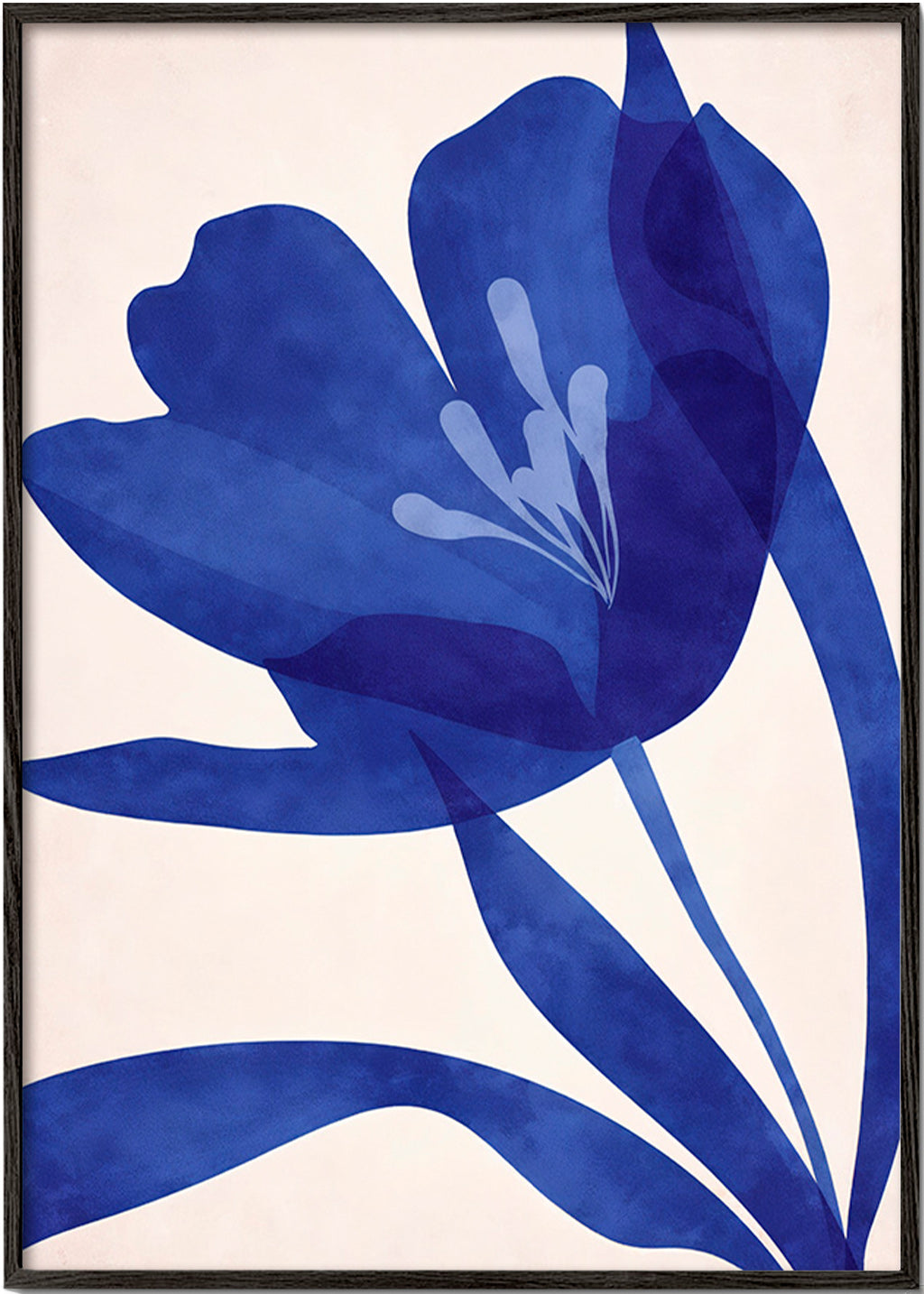 Botanische print gestileerde blauwe bloem