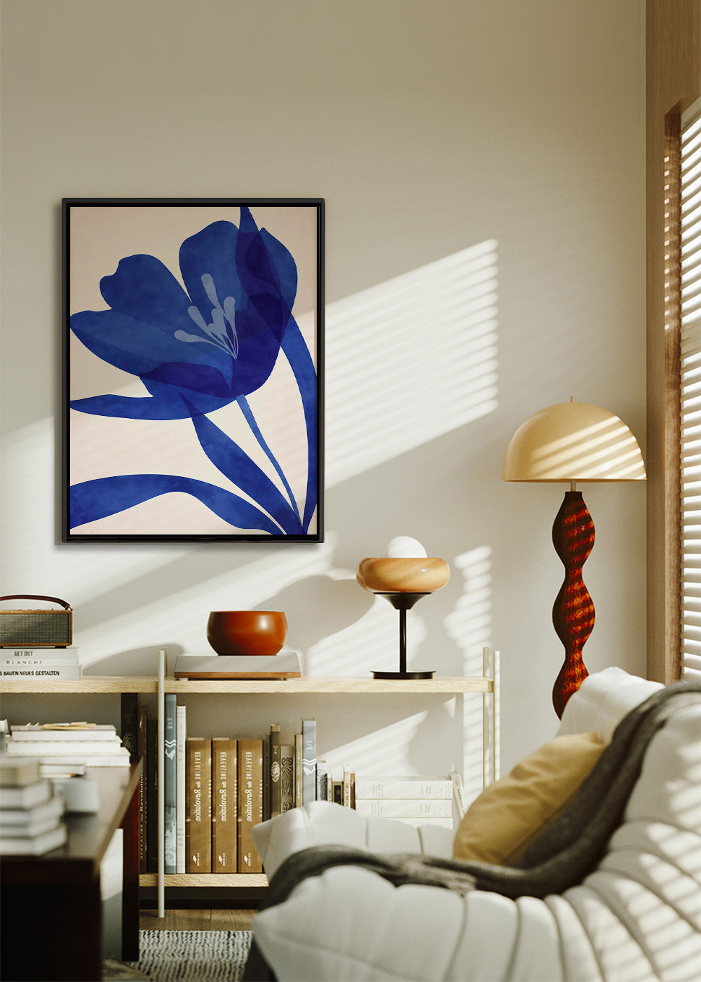 Botanische print gestileerde blauwe bloem