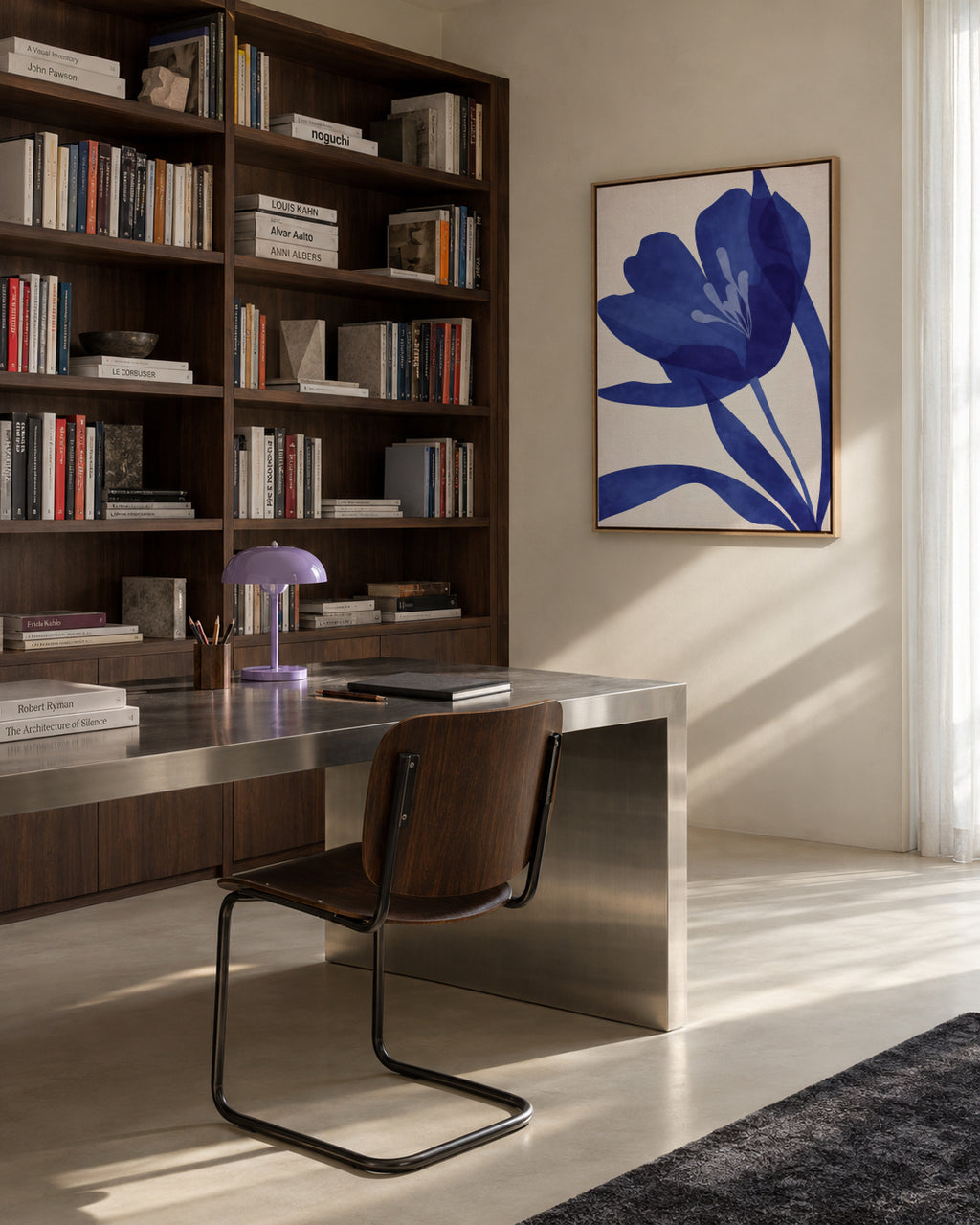 Blue Floral - Framed canvas in an interior