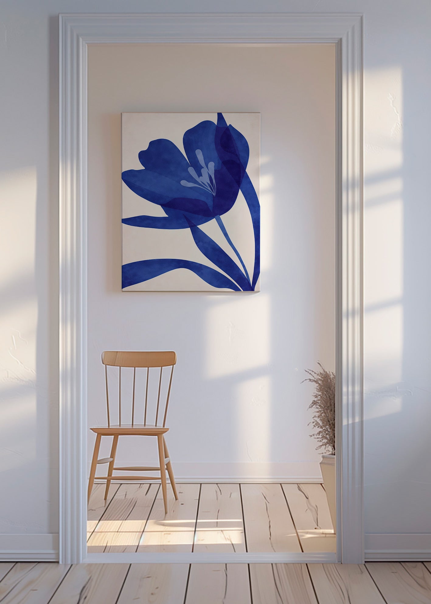 Botanische print gestileerde blauwe bloem