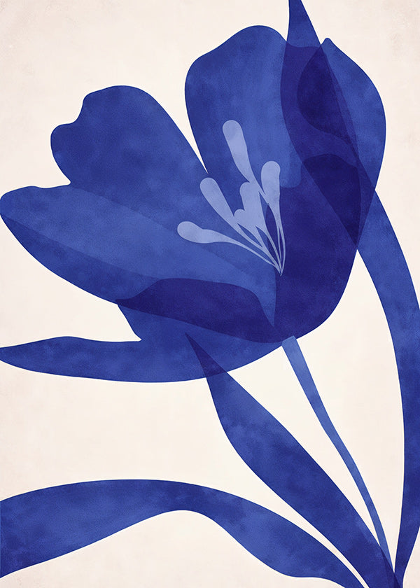 Botanische print gestileerde blauwe bloem