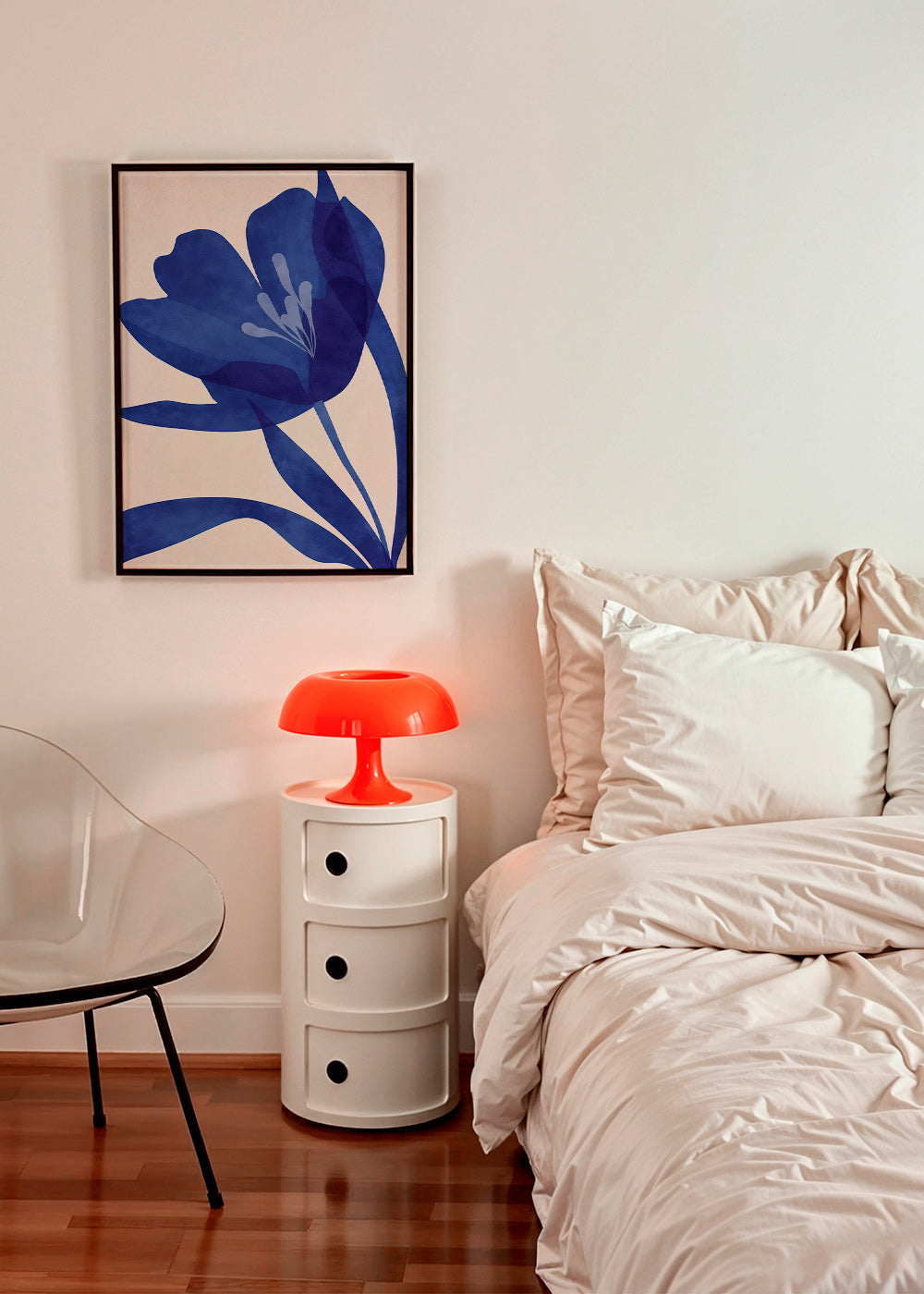 Botanische print gestileerde blauwe bloem