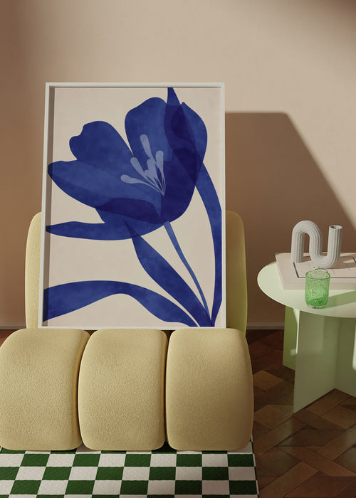 Blue Floral - Framed poster in an interior