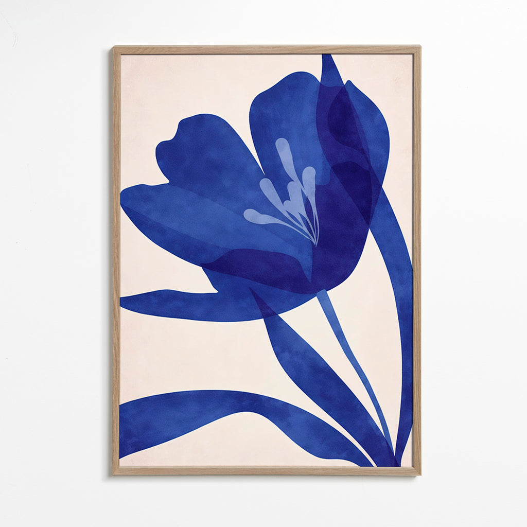 Botanische print gestileerde blauwe bloem