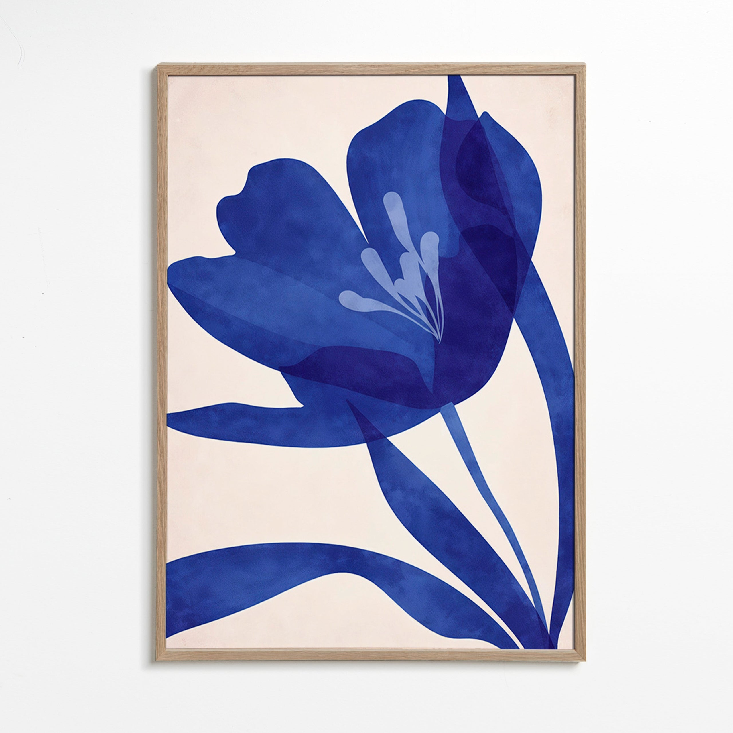 Botanische print gestileerde blauwe bloem