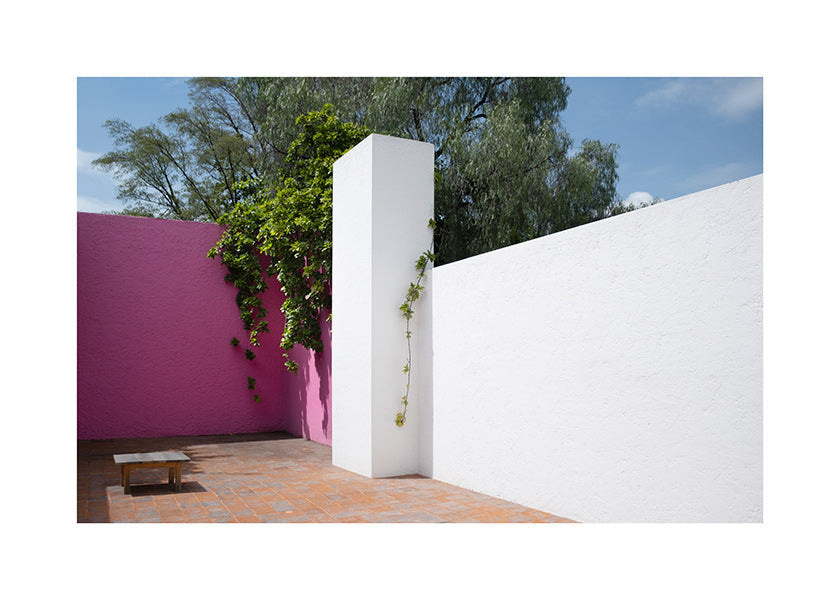 Minimalistisch design hof in roze en wit