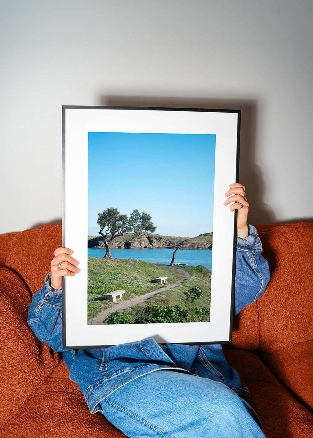 Cuadro van landschap kustpad sereen