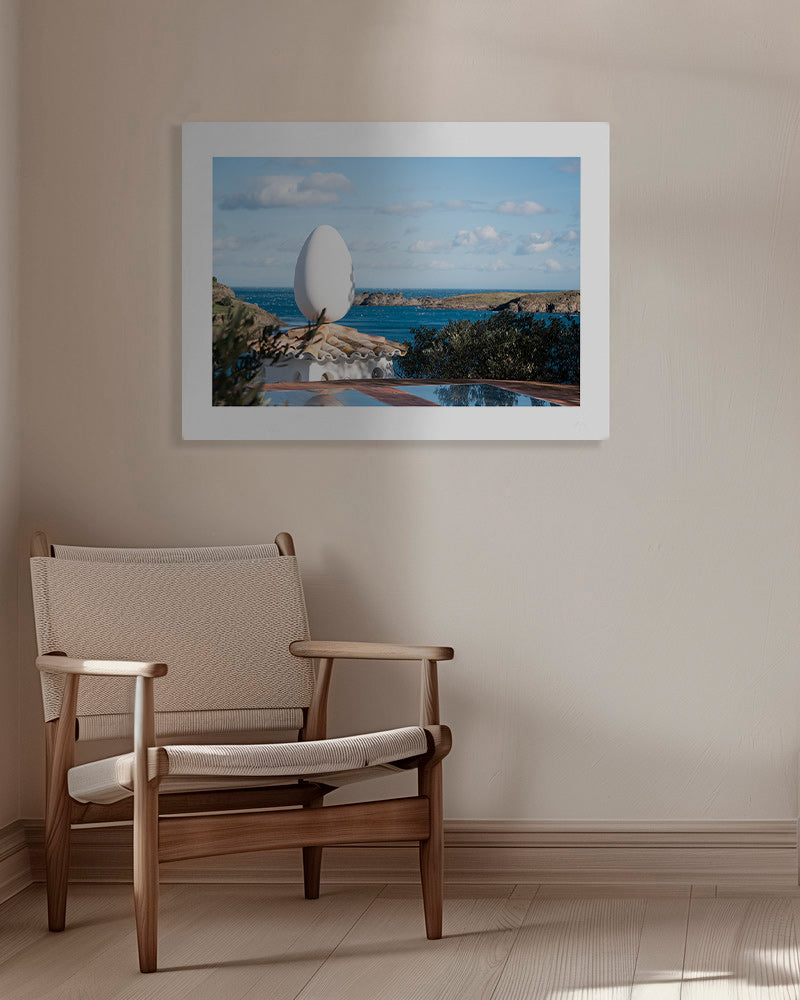 Landschapskunst met ovaalbeeld aan zee