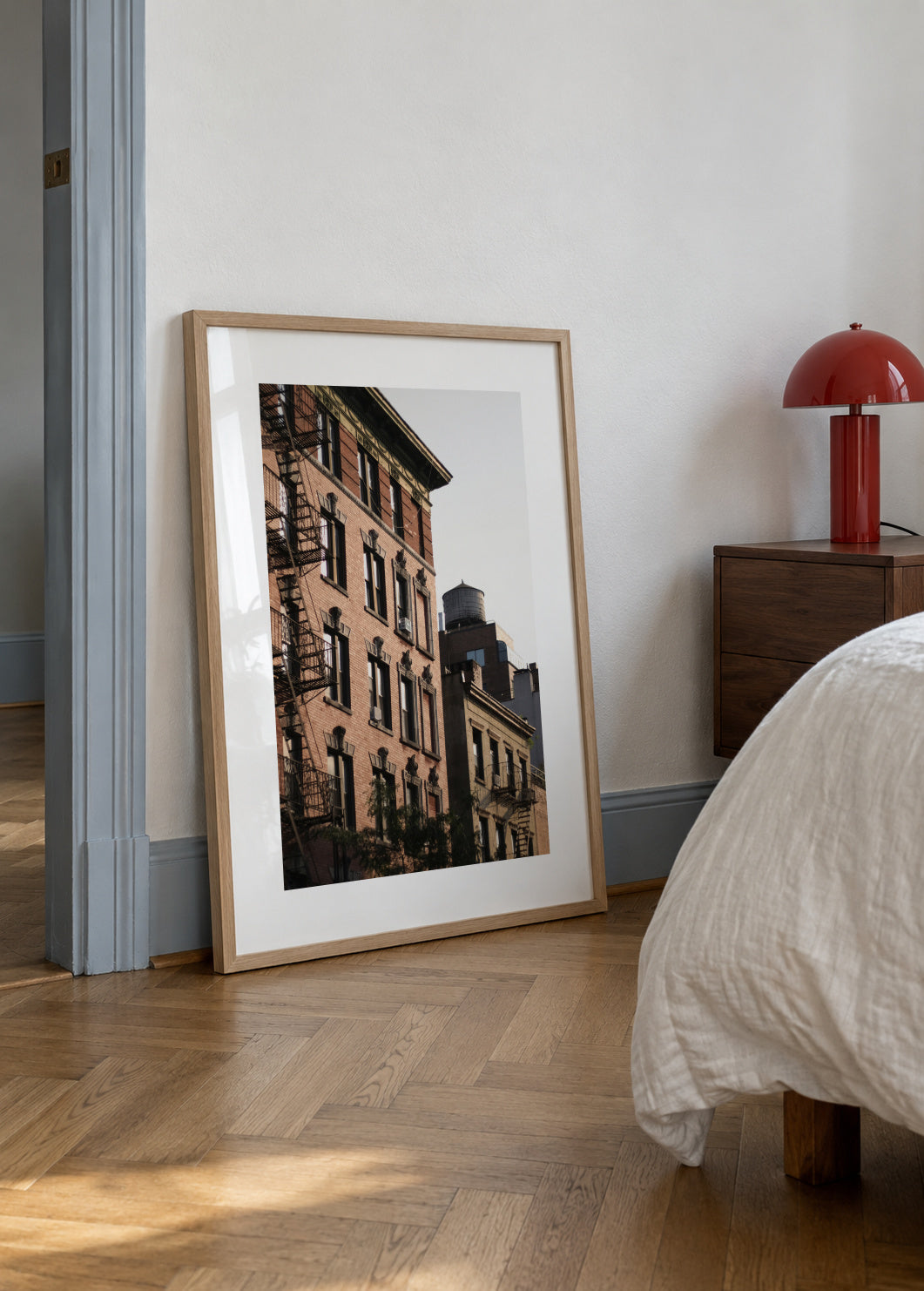 Fire Escape Light - Framed poster in an interior