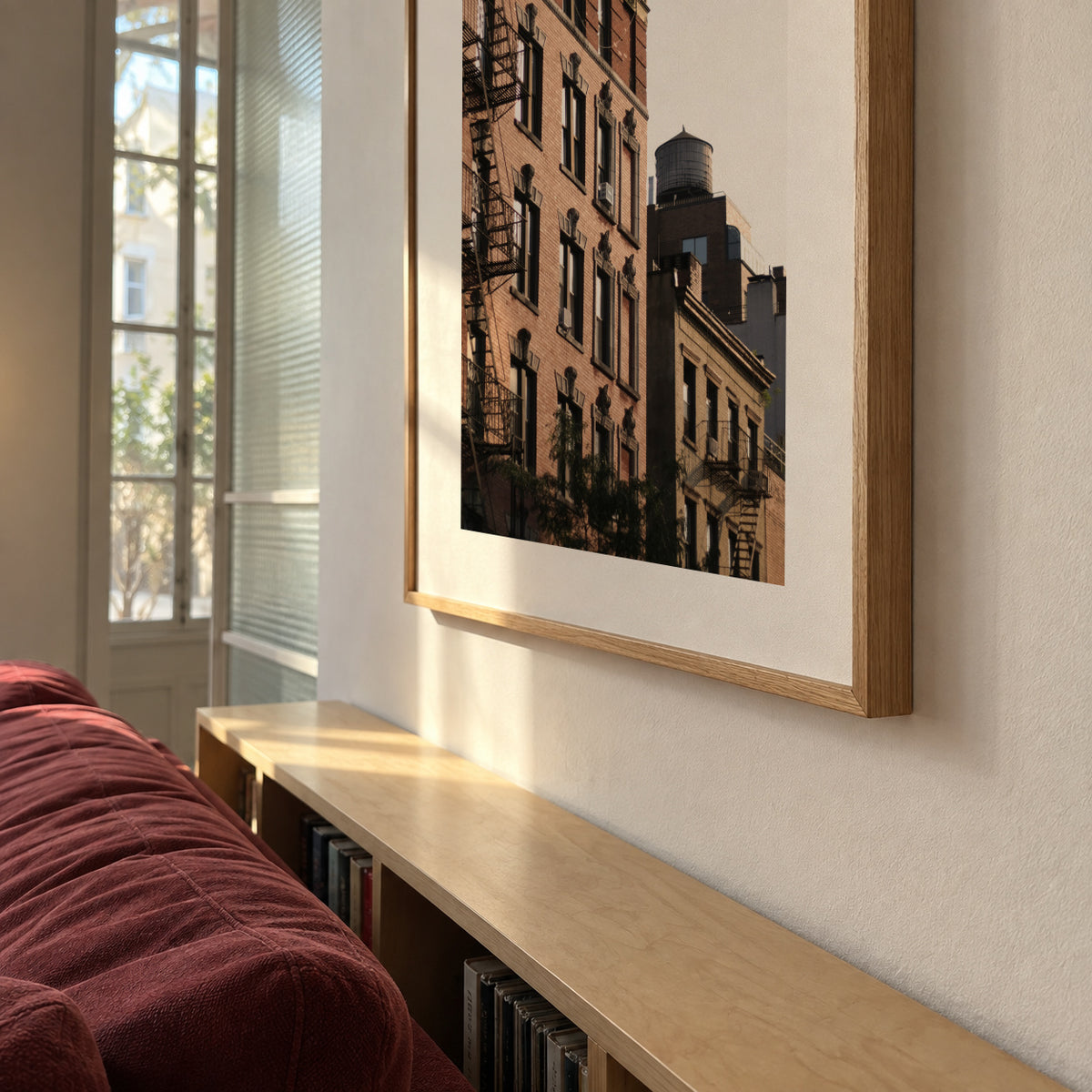 Fire Escape Light - Framed poster in an interior