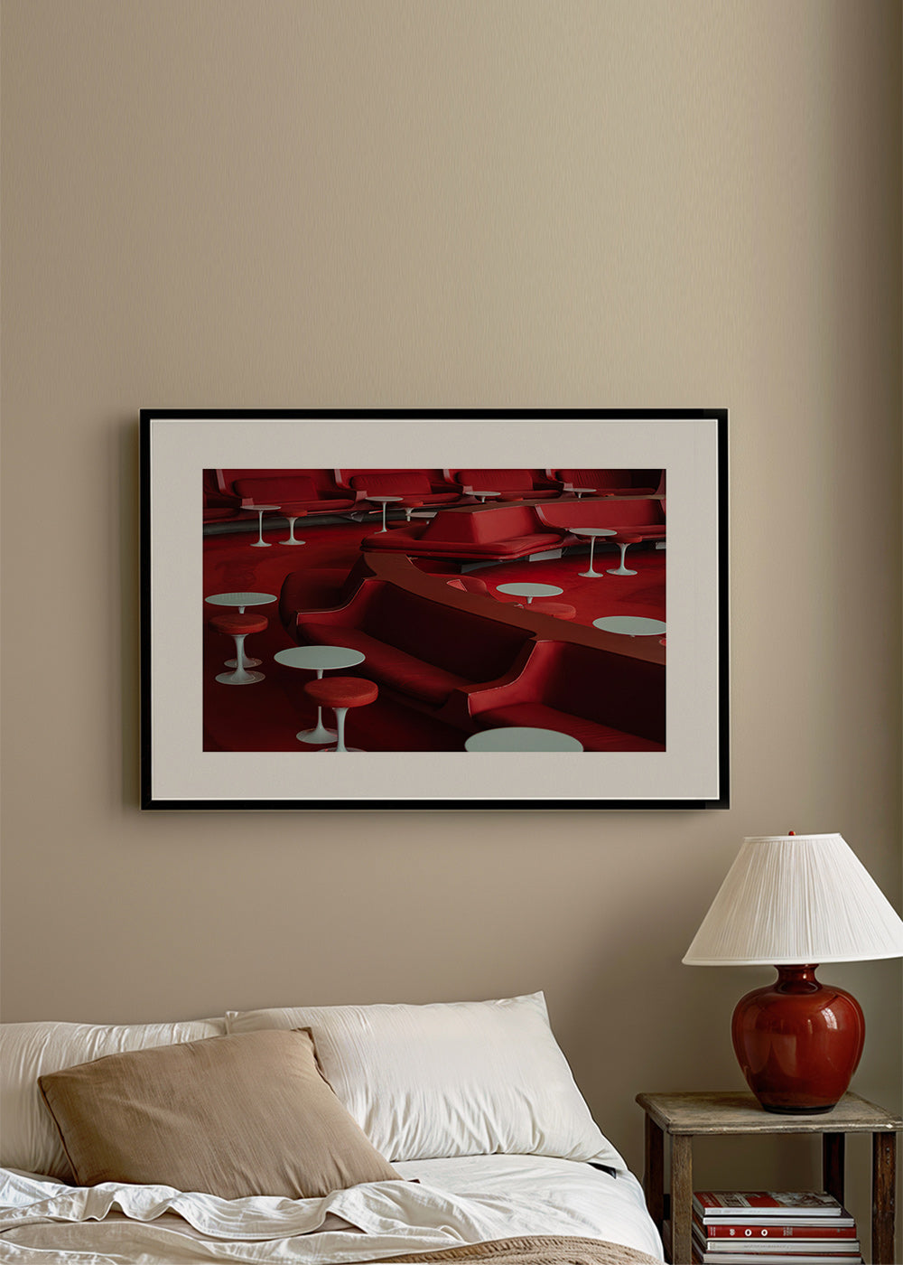 Rode lounge-foto met gebogen zitplaatsen