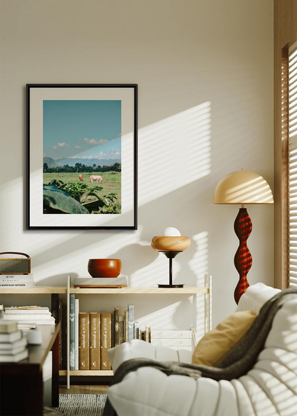 Landschap kunst: veld met koeien onder brede lucht