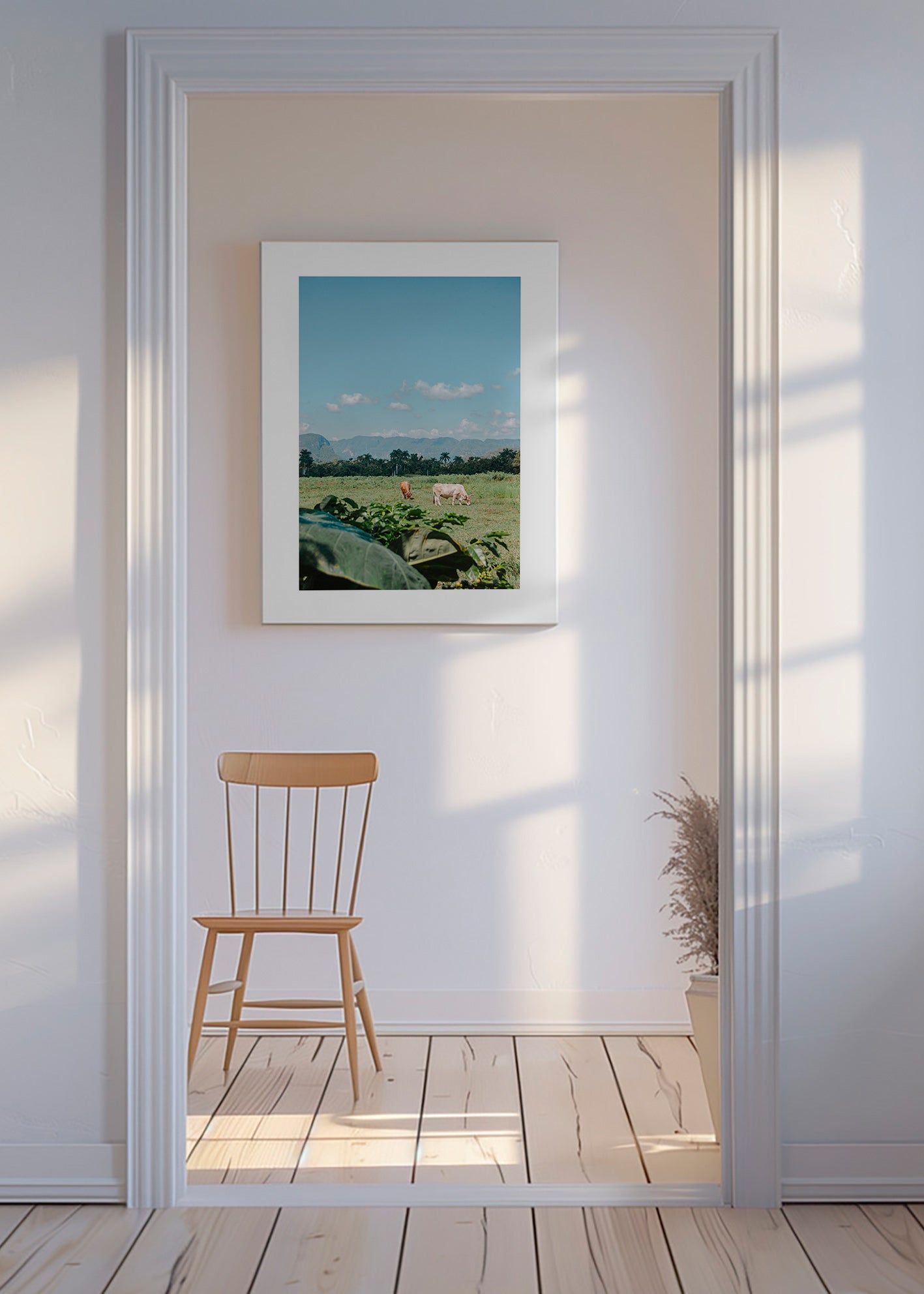 Landschap kunst: veld met koeien onder brede lucht