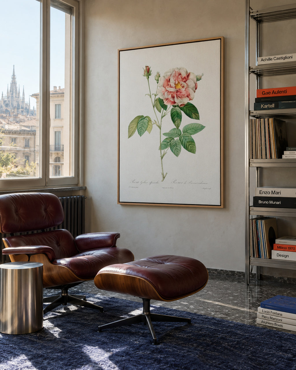 Rosa Gallica - Framed canvas in an interior