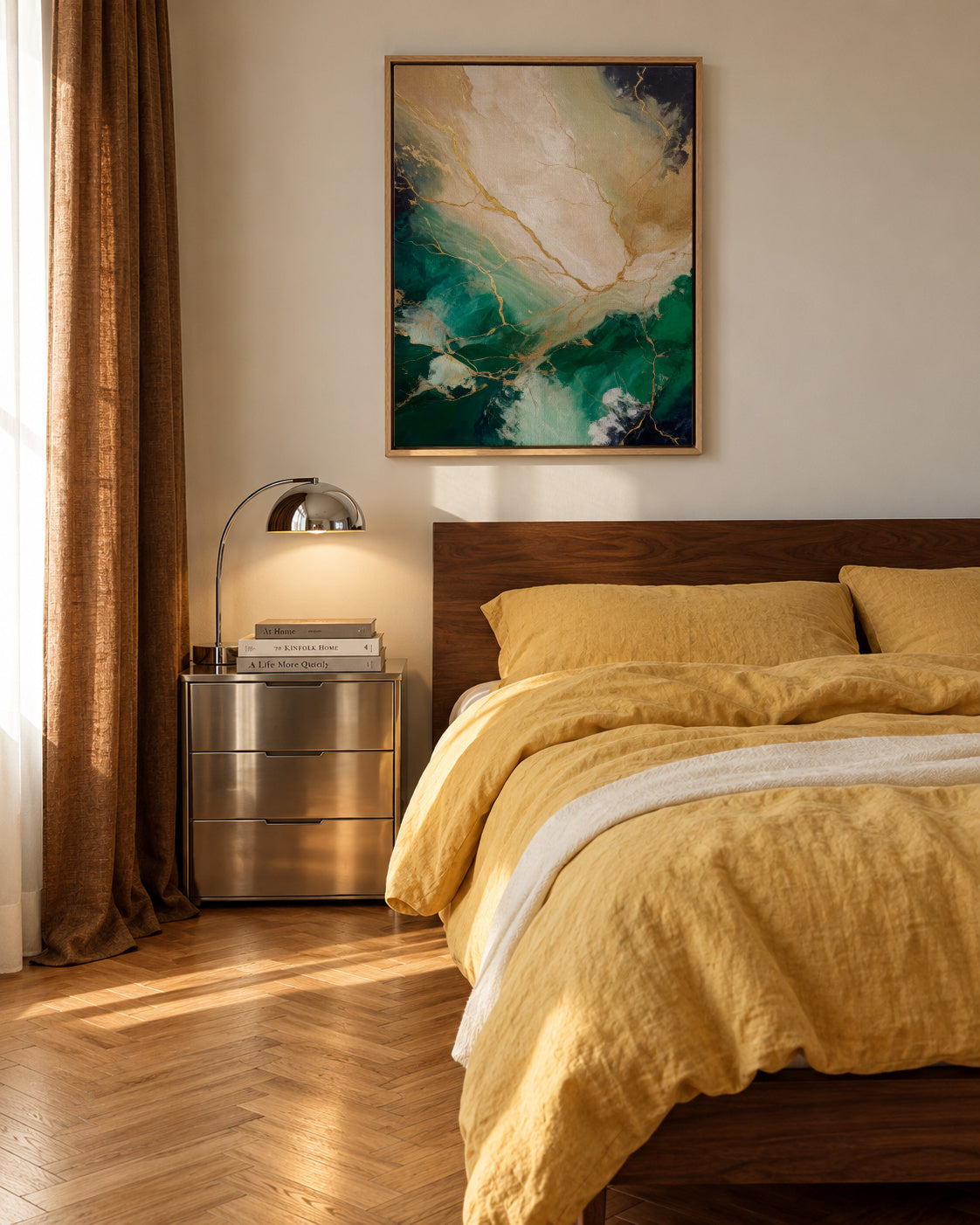 Guilded Radiance - Framed canvas in an interior