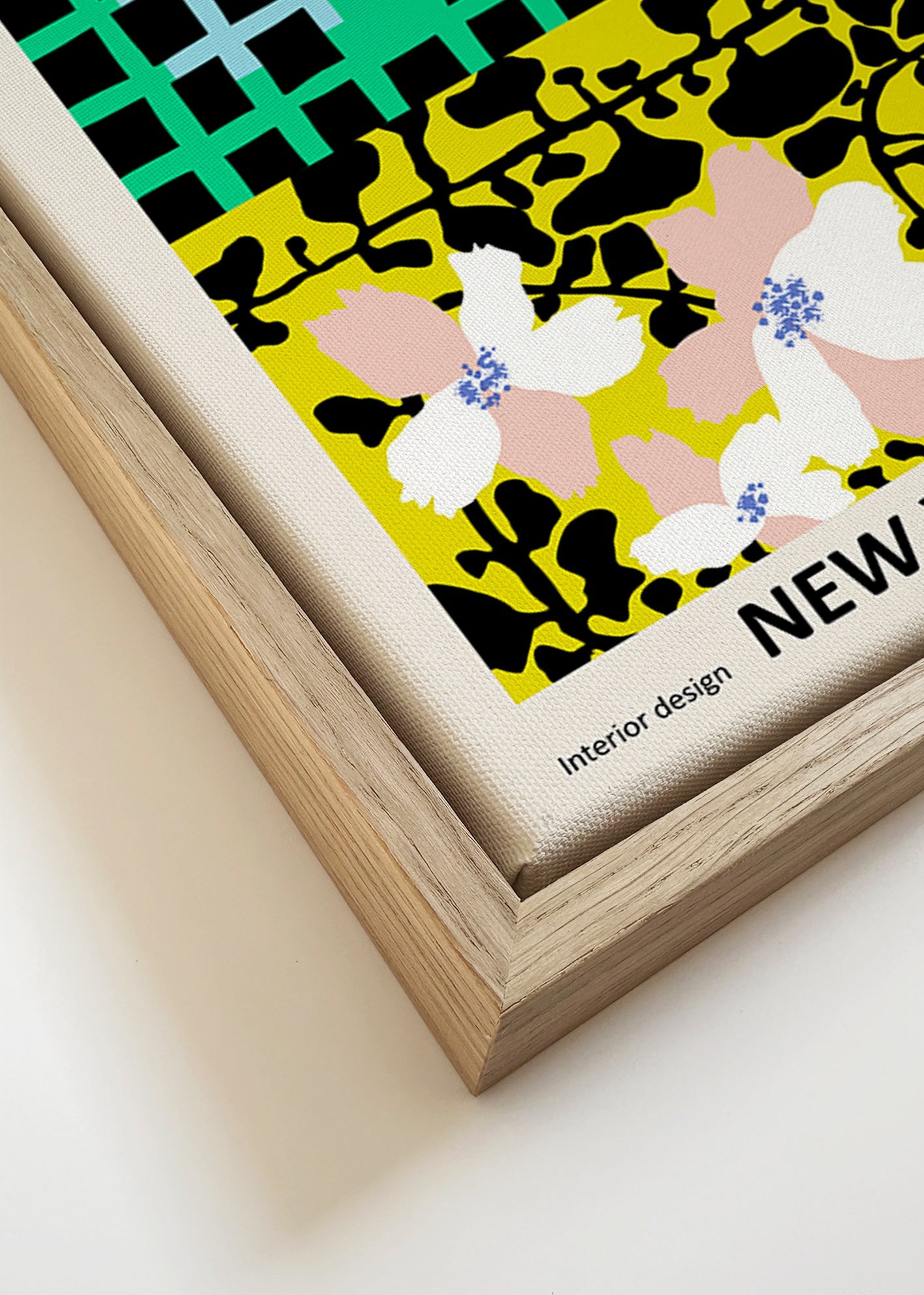 Stedenposter: New York typografische print met bloemmotieven – Canvas detail