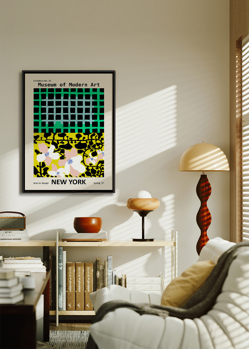 Stedenposter: New York typografische print met bloemmotieven – Canvas2