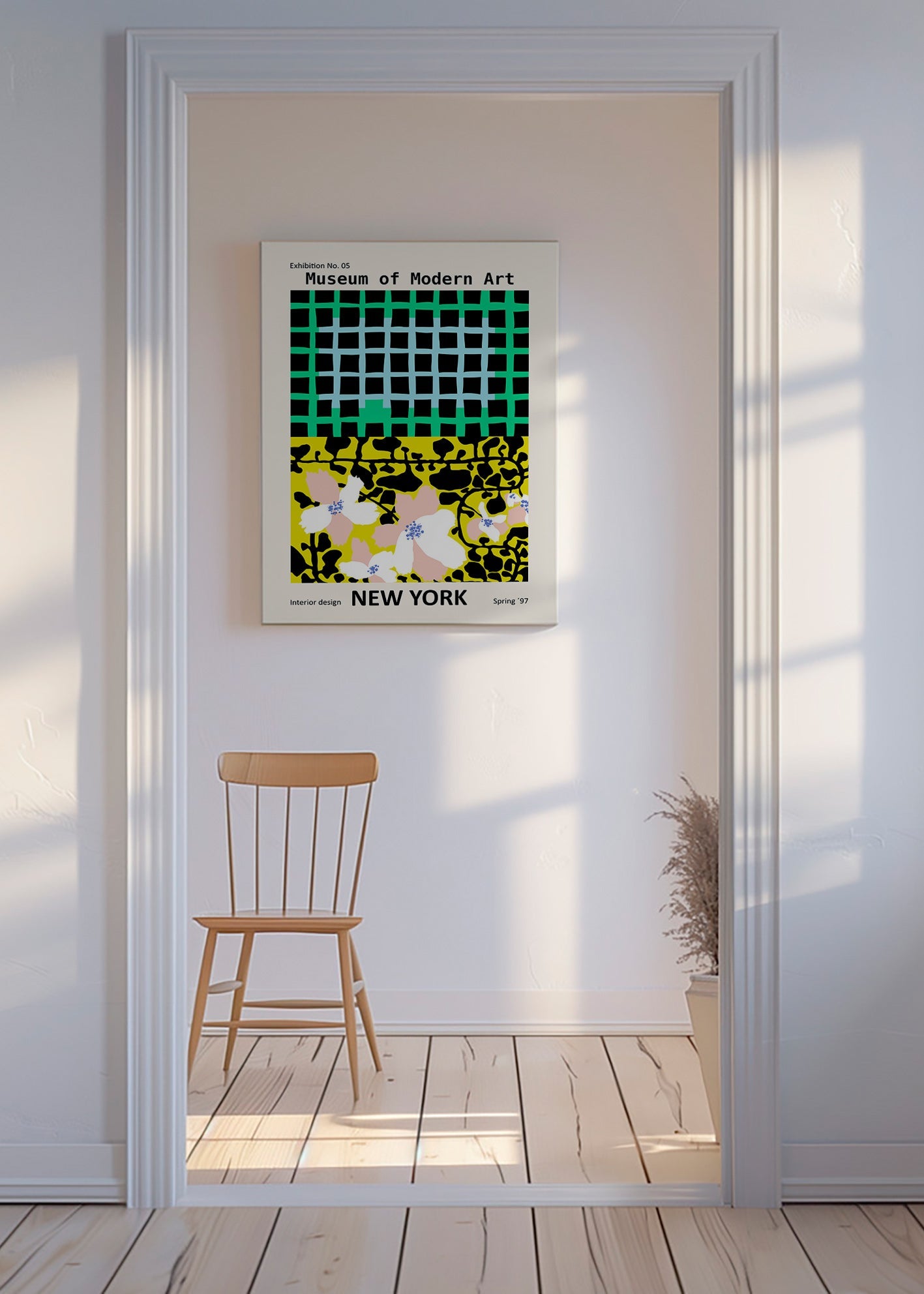 Stedenposter: New York typografische print met bloemmotieven – Canvas