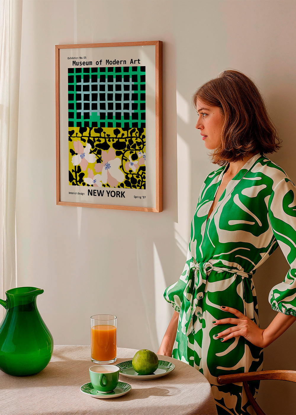 Stedenposter: New York typografische print met bloemmotieven – Product1