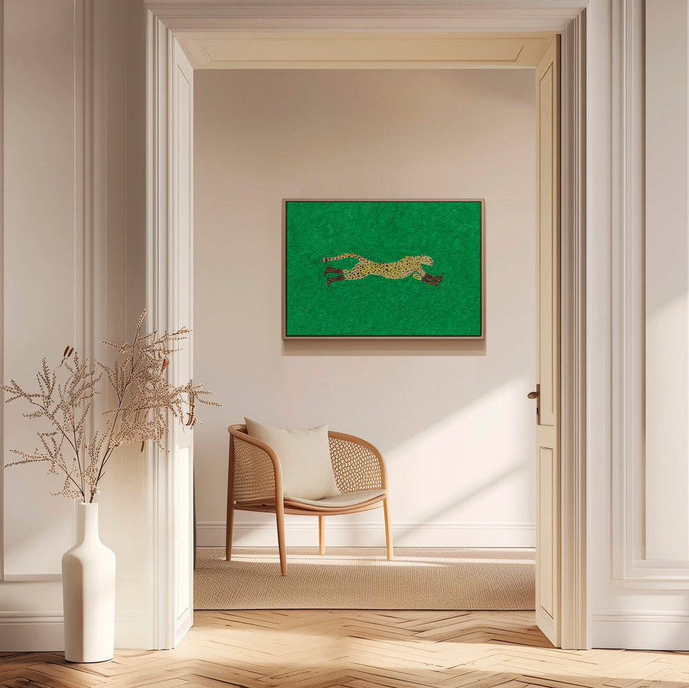 Rennende cheetah illustratie op groen – Canvas1