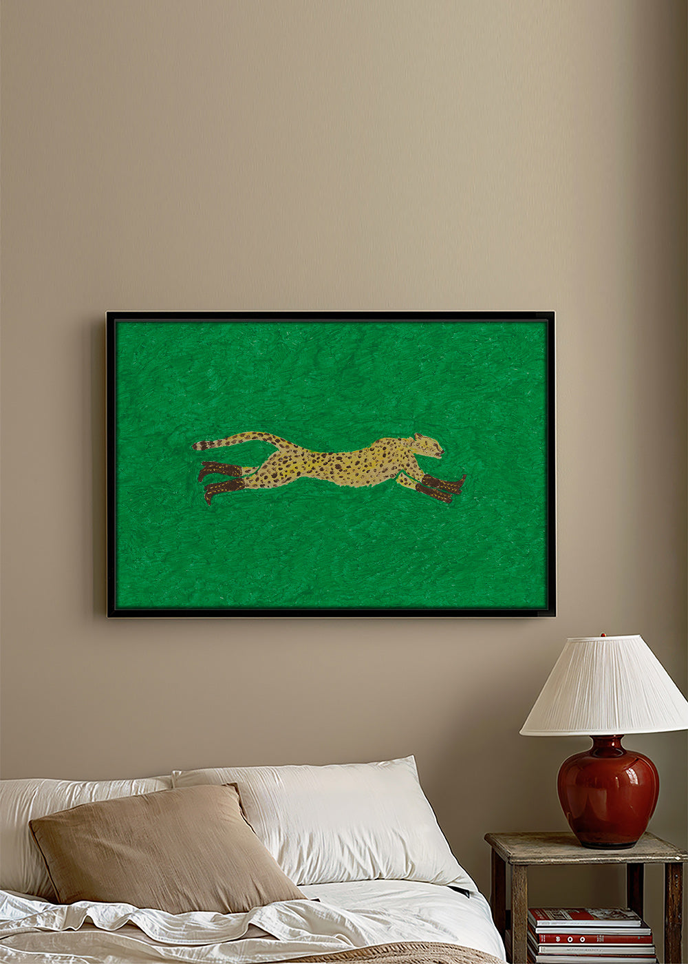 Rennende cheetah illustratie op groen – Canvas2