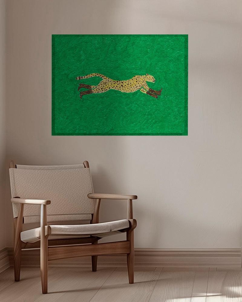 Rennende cheetah illustratie op groen – Canvas