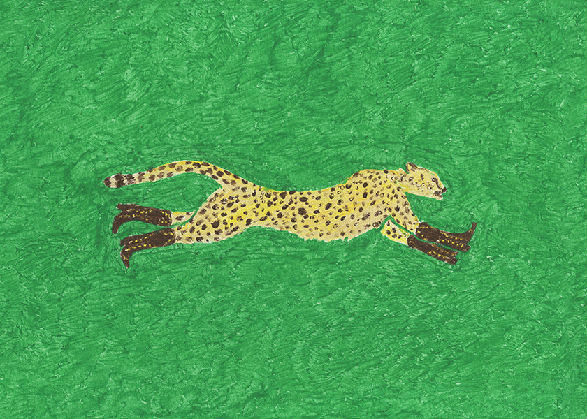Rennende cheetah illustratie op groen