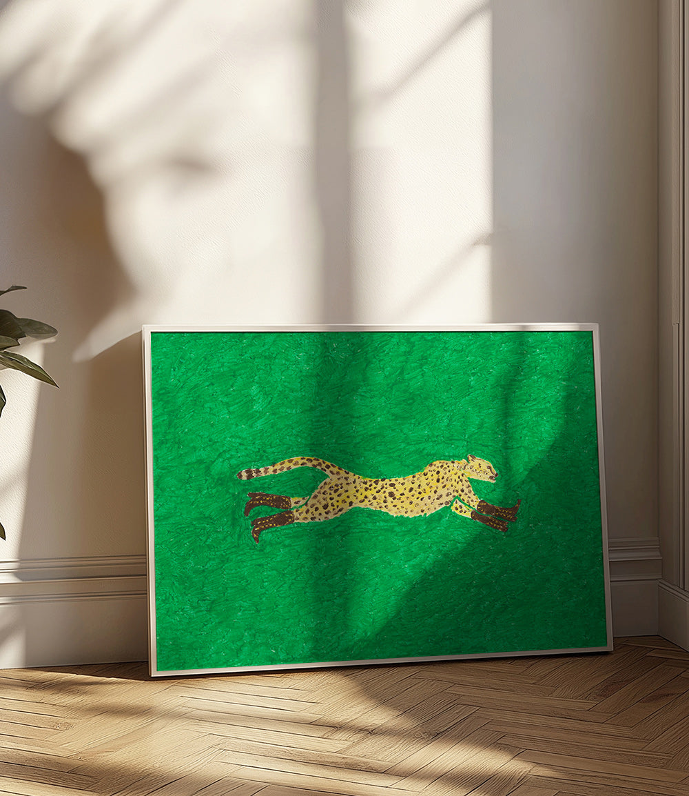 Rennende cheetah illustratie op groen – Product1