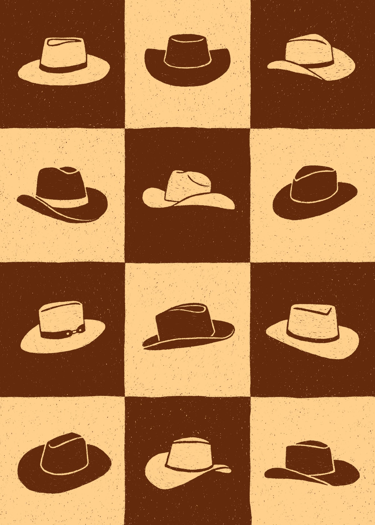 Cowboy Checkerboard - Unframed art print