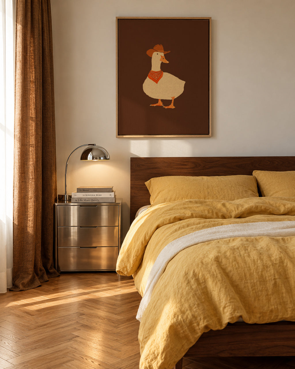 Bo the Cowboy Duck - Framed canvas in an interior