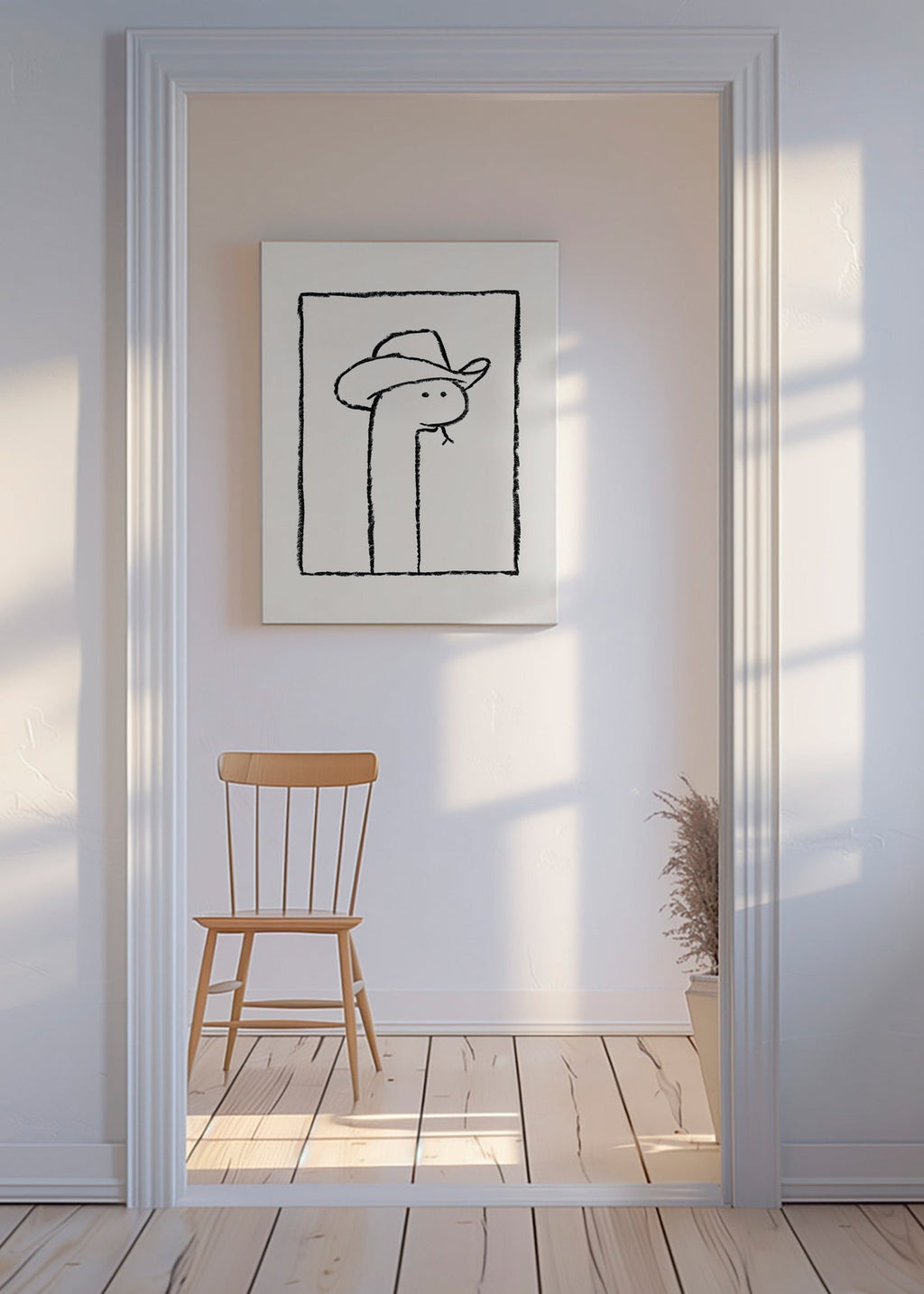 Slangillustratie met hoed – Canvas
