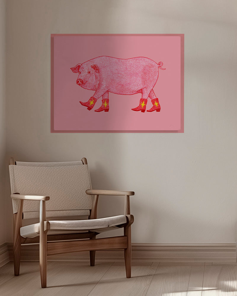 Varken Cowgirl Illustratie – Canvas