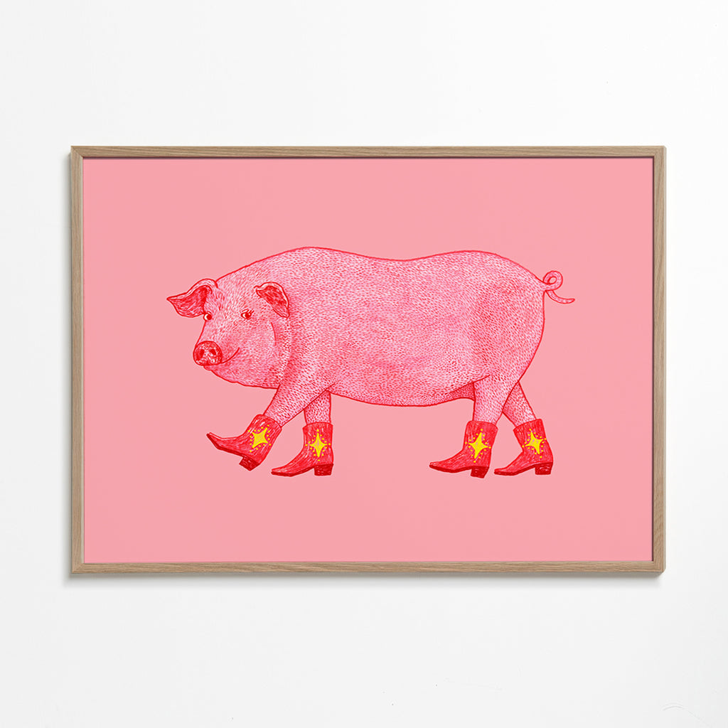 Varken Cowgirl Illustratie – Oak Frame